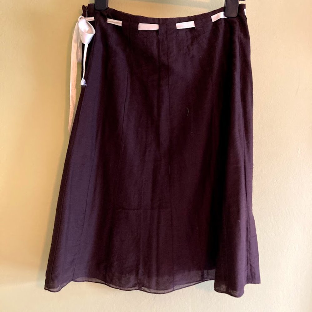 Brown Skirt w/ Creme Ribbon on Waist - Isaac Mizra